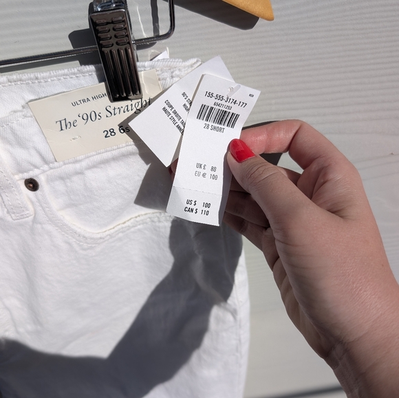 Abercrombie Jeans NWT Size 6 28 Short White Ultra High Rise 90s Straight Destroy - Picture 7 of 10